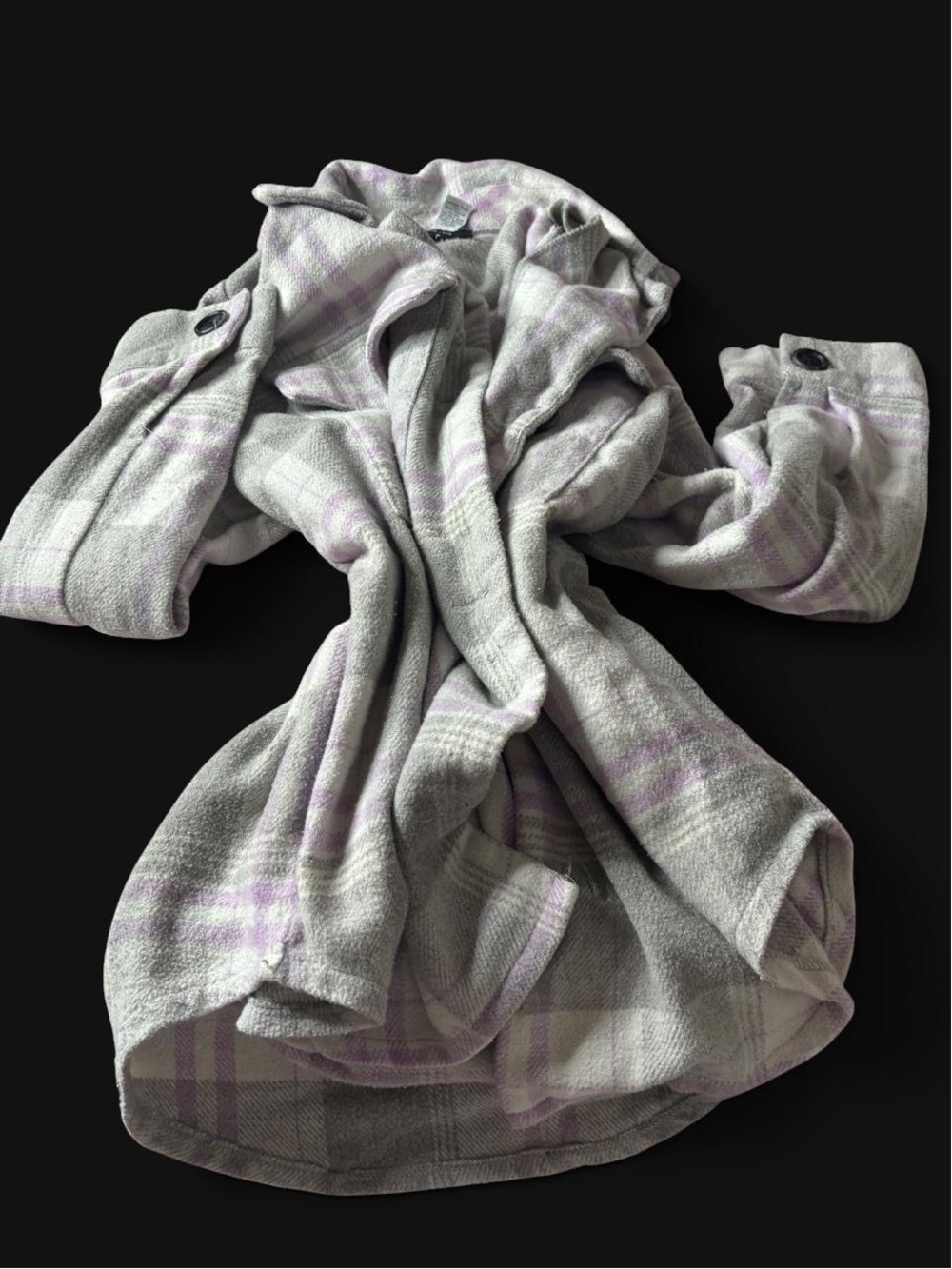 Rue21 Gray and Lilac Plaid Trench-Style Wrap